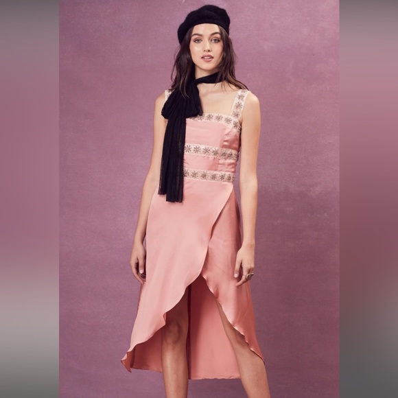 For Love & Lemons Opal Beaded Midi Dress BlushPink - Picture 4 of 6